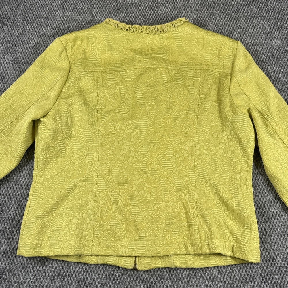 Ruby Rd. Chartreuse Textured Ruffle Front Jacket - Picture 12 of 15